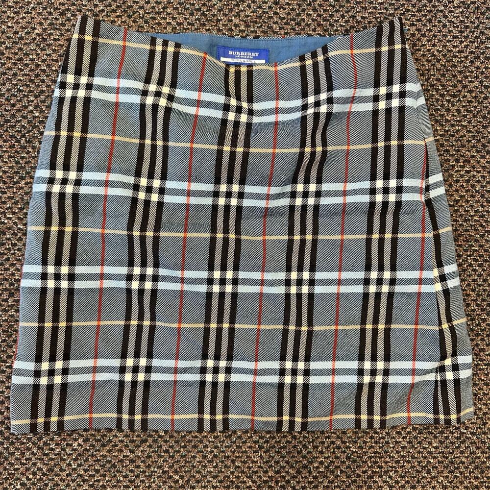 Vintage Burberry Blue Label Blue Plaid Skirt Size 6 US